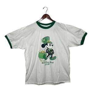 Walt Disney World 2006 St Patrick's Day Ringer 100% Cotton T-Shirt Men's XL